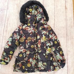 Glamorous Le Chic hooded floral puffer coat sz 140 (US 10)